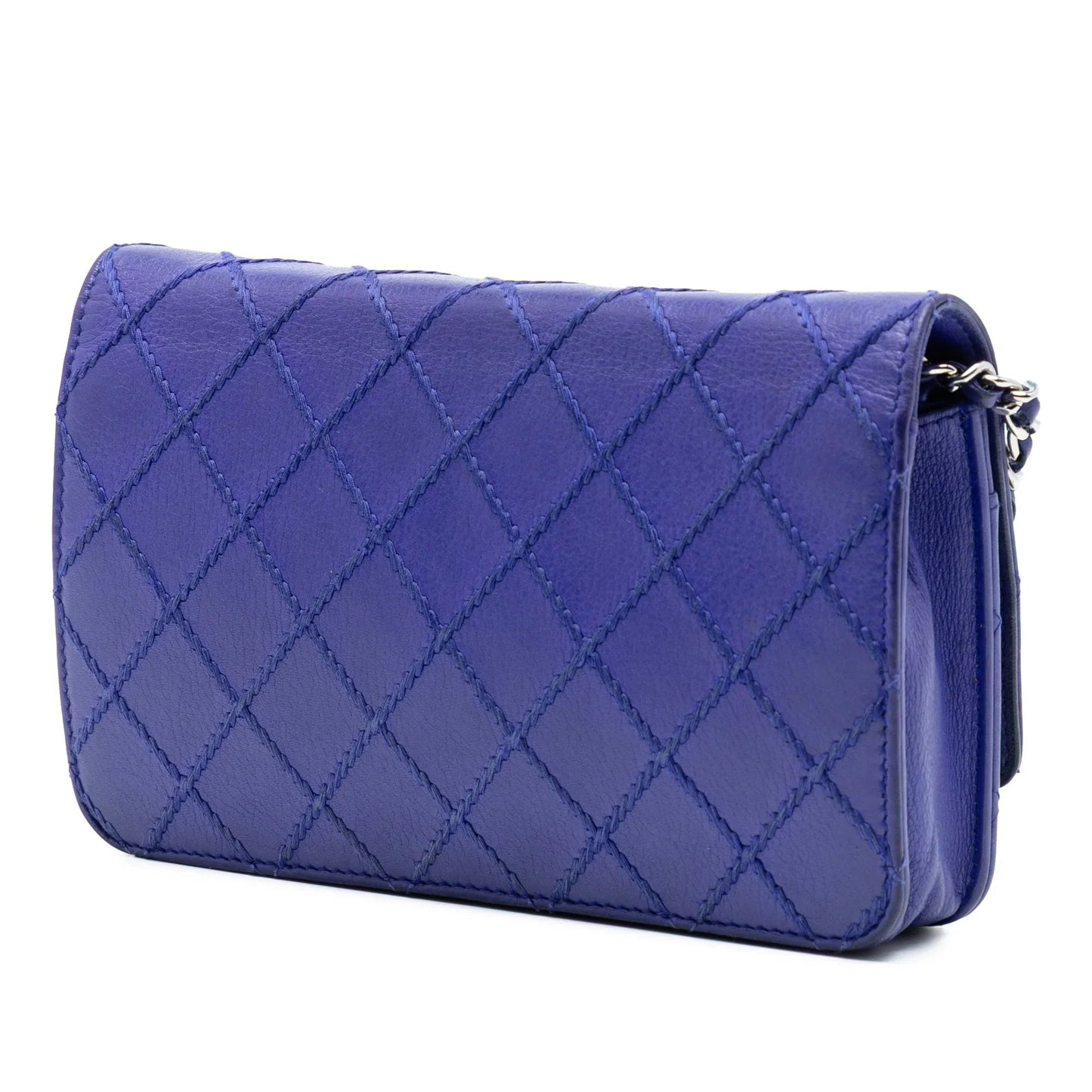 Blue Chanel CC Quilted Calfskin Fancy Wallet On Chain Crossbody Bag