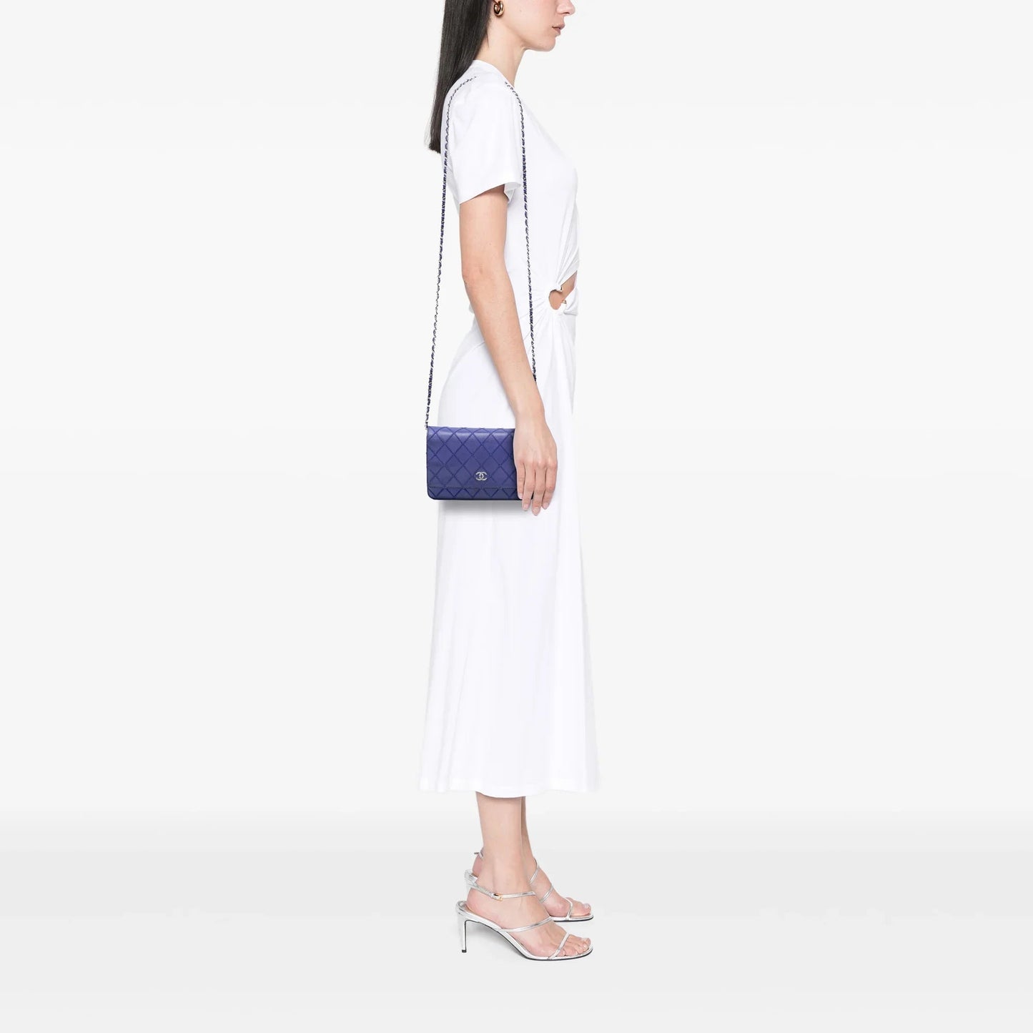 Blue Chanel CC Quilted Calfskin Fancy Wallet On Chain Crossbody Bag