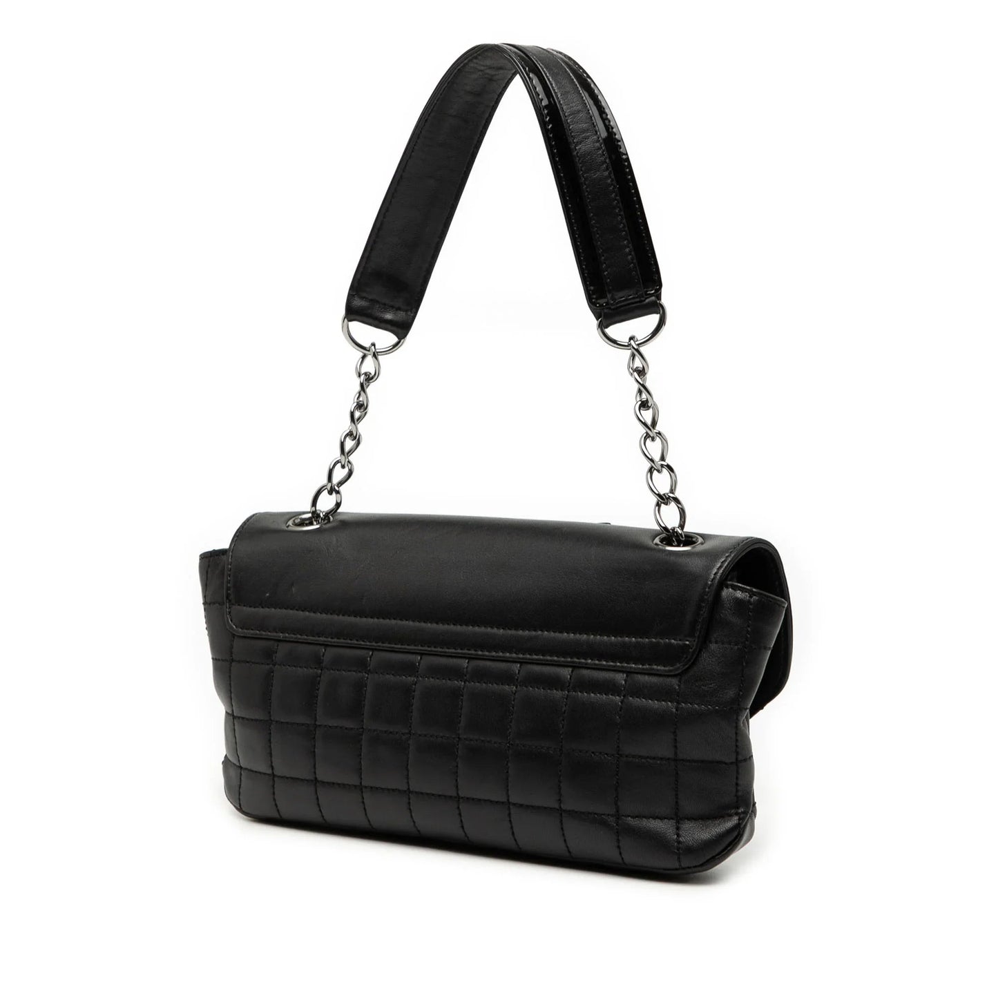 Black Chanel Camellia CC Choco Bar No 5 Lambskin Shoulder Bag