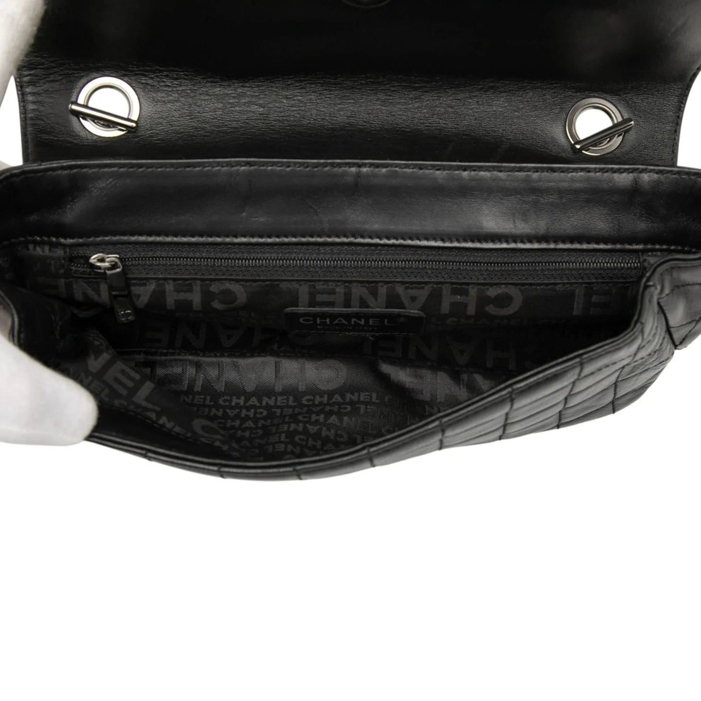 Black Chanel Camellia CC Choco Bar No 5 Lambskin Shoulder Bag