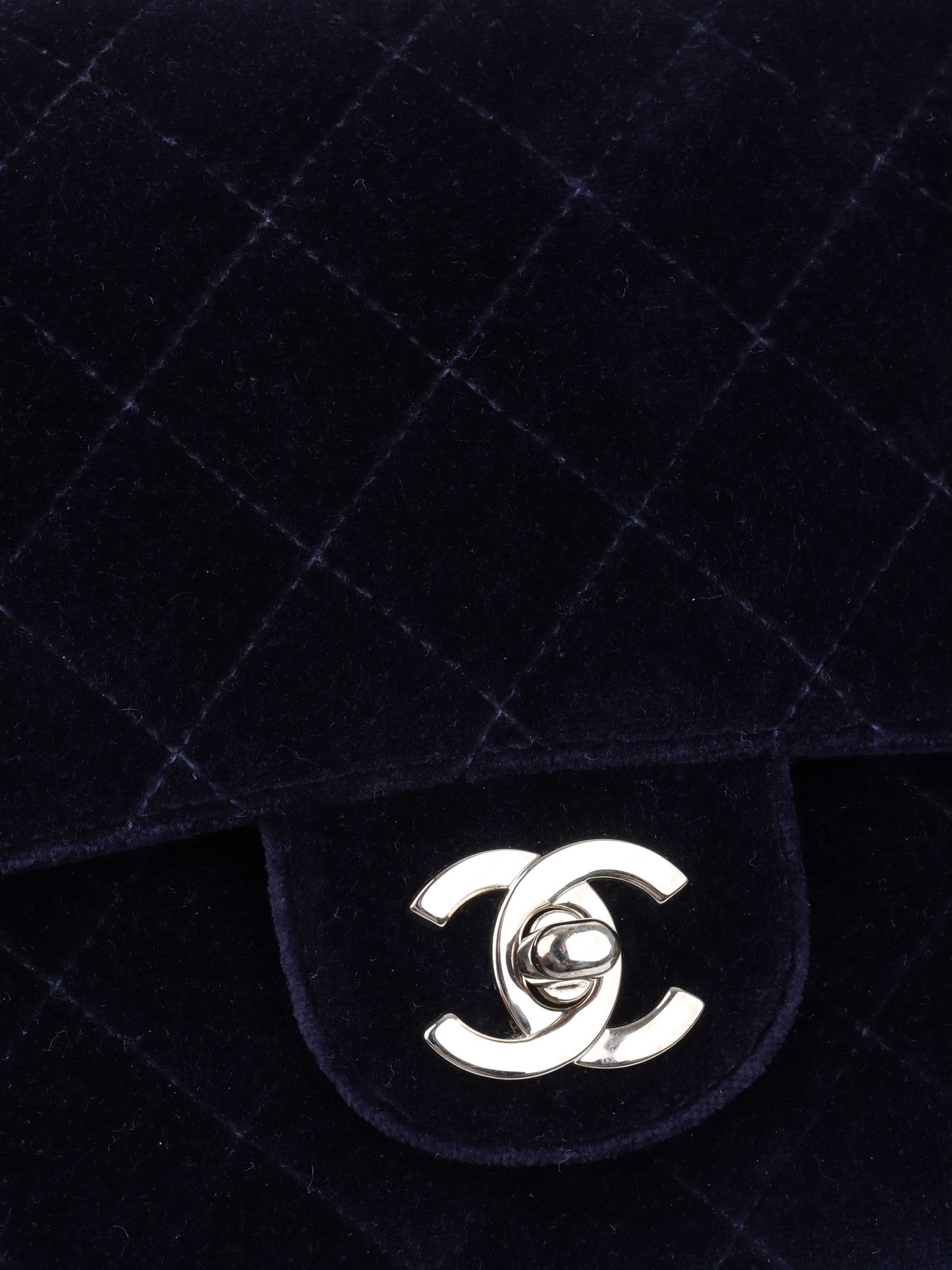 Chanel   Navy Velvet Classic Flap Backpack.
