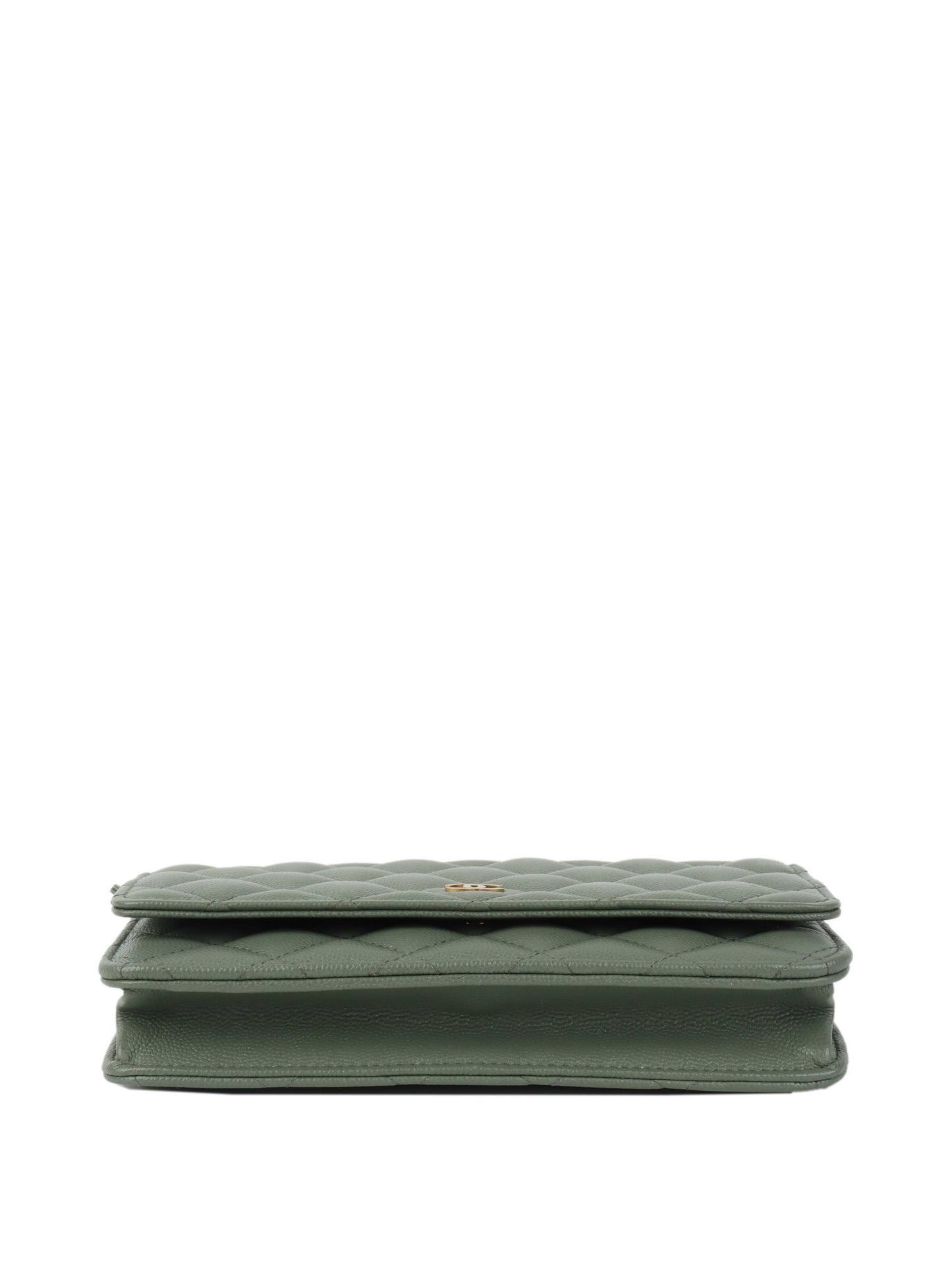 Chanel Green Iridescent Caviar Wallet on Chain.