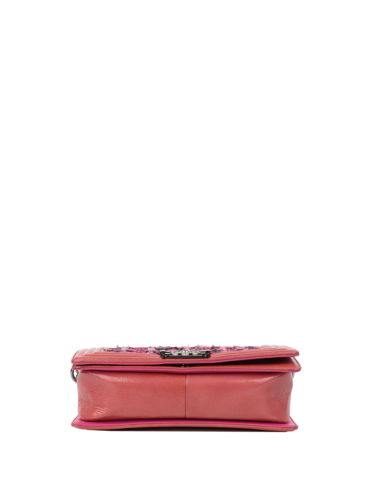 Chanel Medium Pink Tweed Boy Bag.