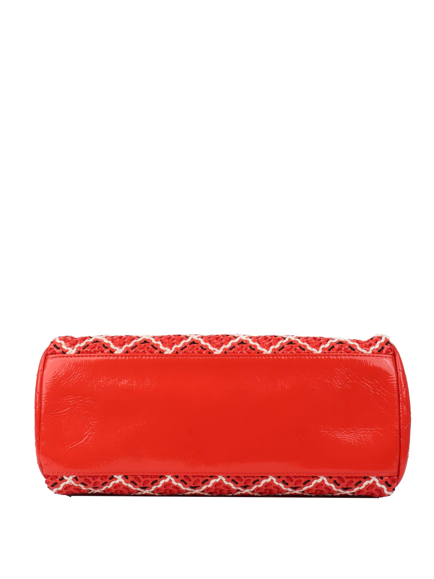 Chanel Limited Edition Red Patent & Tweed Double Chain Tote