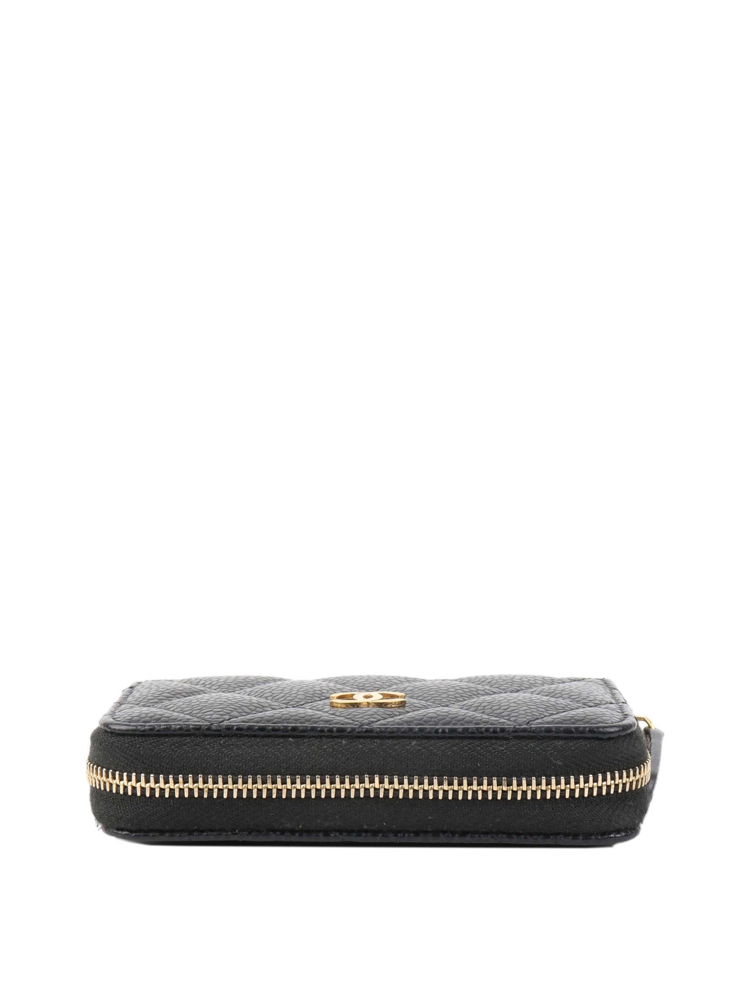 Chanel Black Caviar Zip Card Holder.