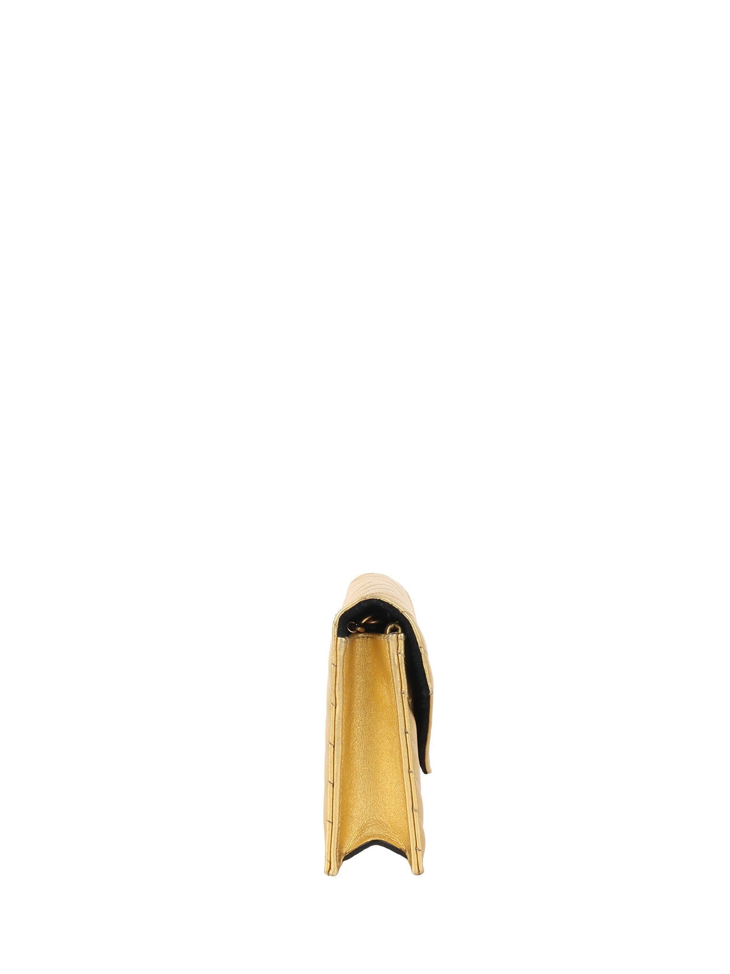 Saint Laurent Cassandra Matelasse Gold Envelope Chain Wallet.