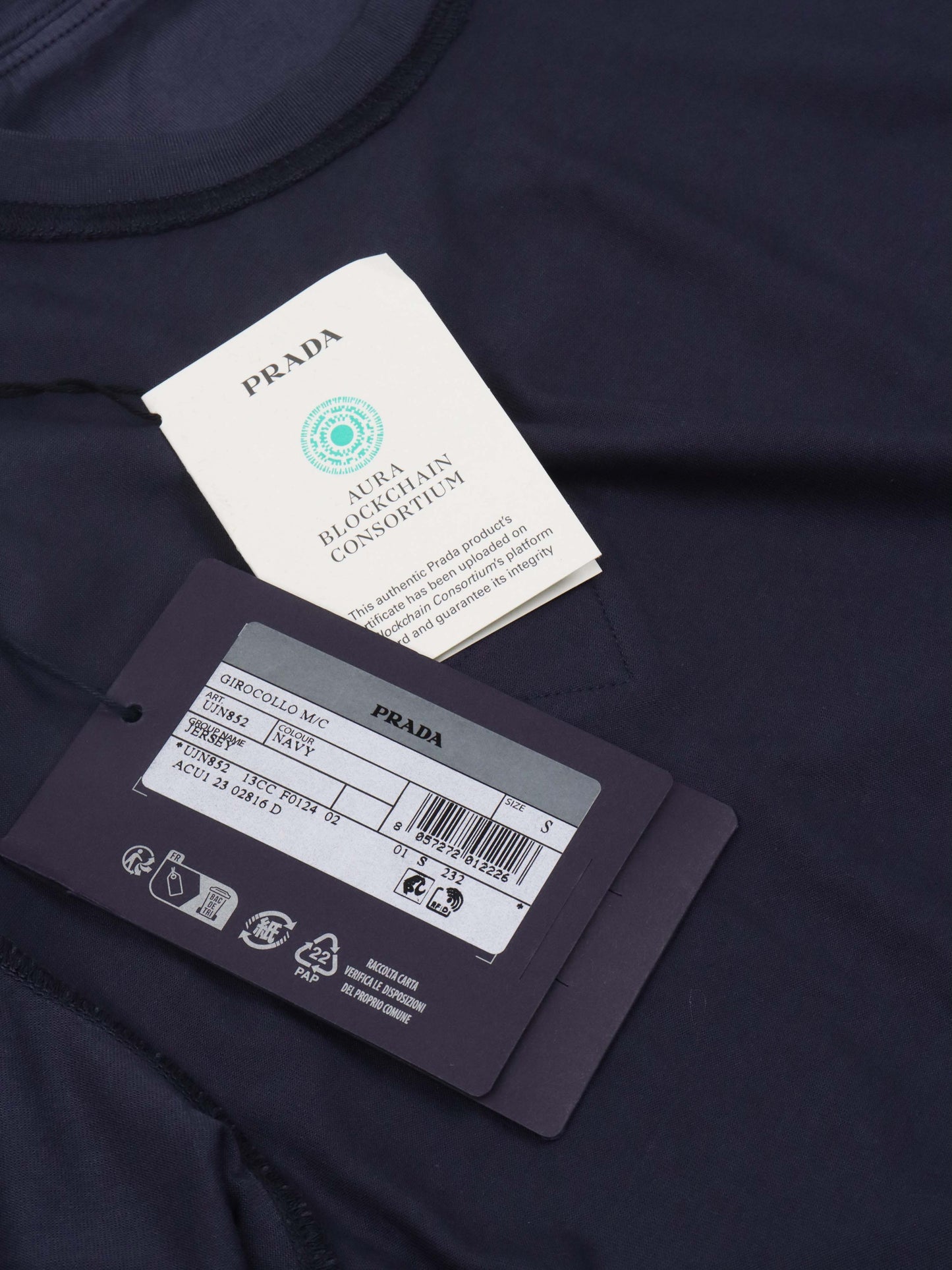 Prada Girocollo M/C Jersey Navy T-shirt.