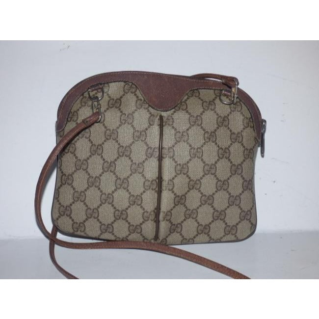 Gucci   Brown Large G Logo Print Coated Canvas And Brown Leather