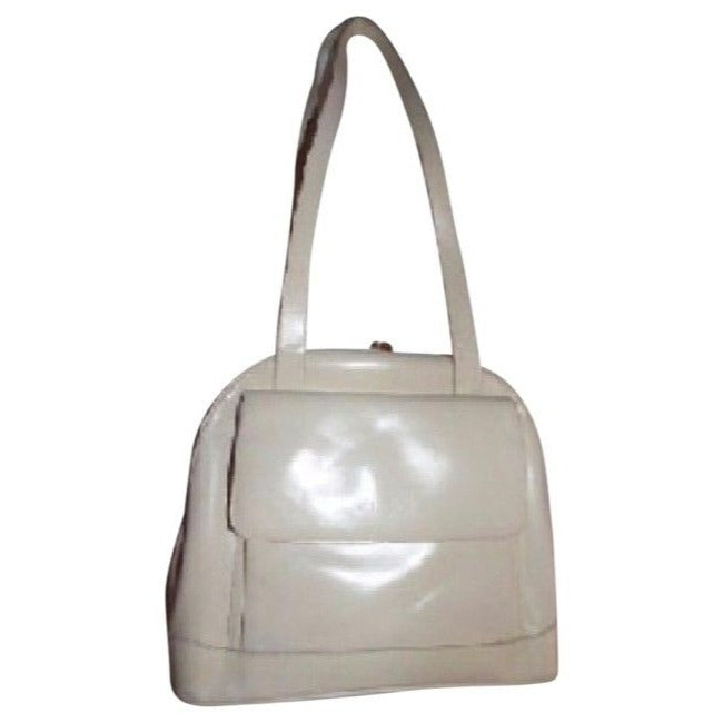 Gucci   Ivory Patent Leather Satchel