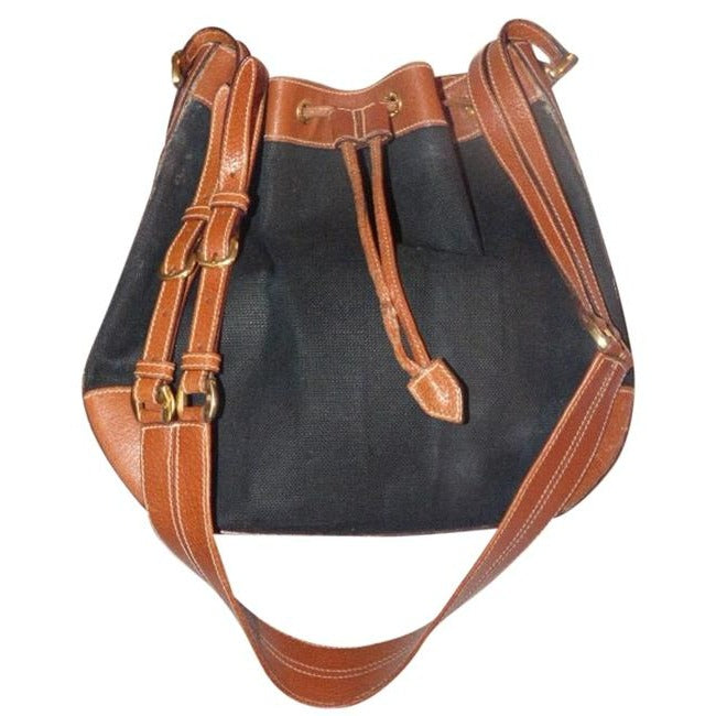 Gucci   Black Canvas Camel Leather Satchel