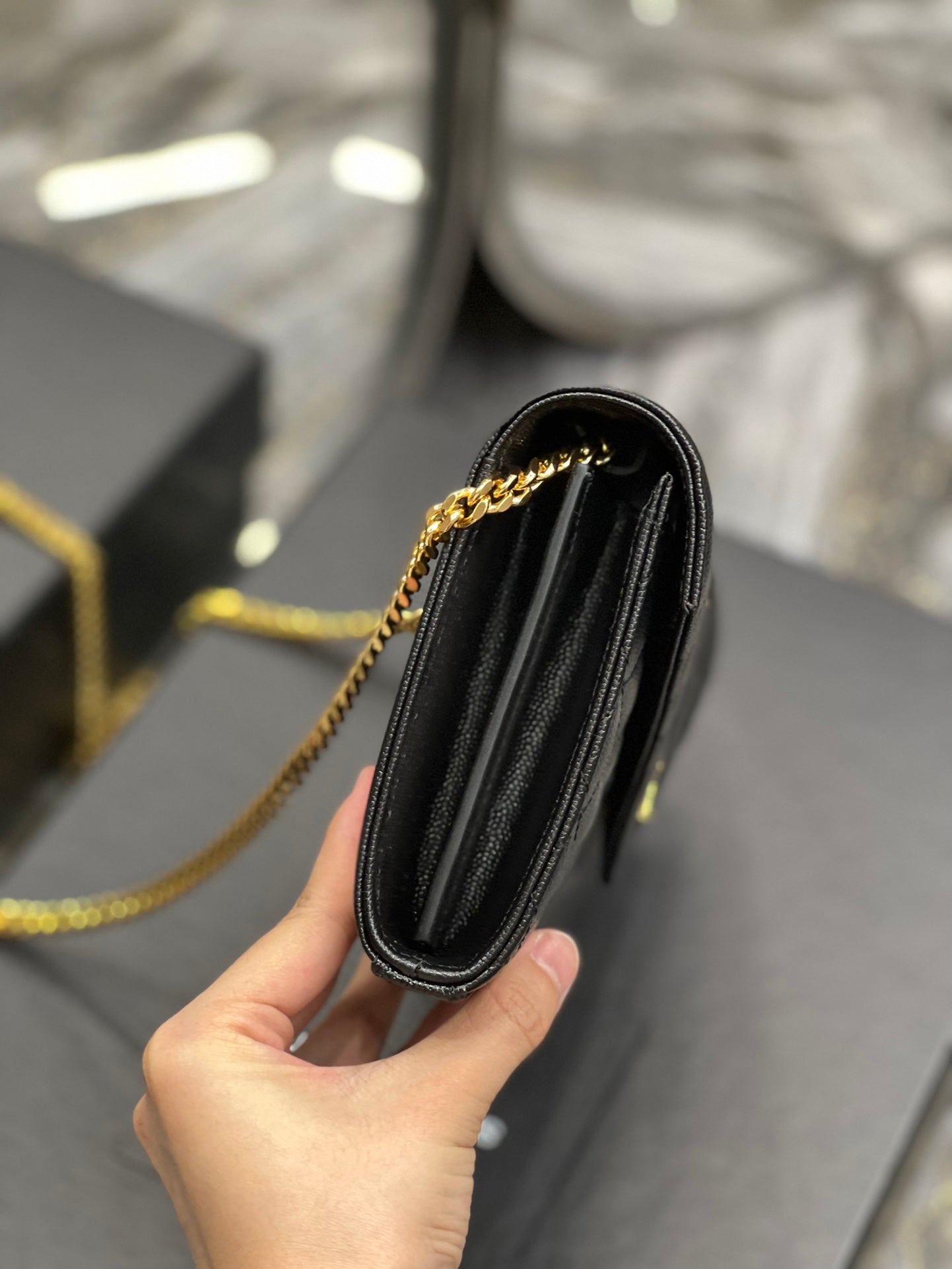 Top Quality Envelope Small Chain Bag Black For Women, Women’s Bags 8.6in/22cm YSL