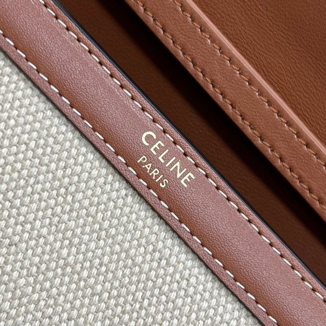 Top Quality Wallet On Chain Triomphe In Textile Natural / Tan For Women 7in/19cm 10J972DB2.02NT