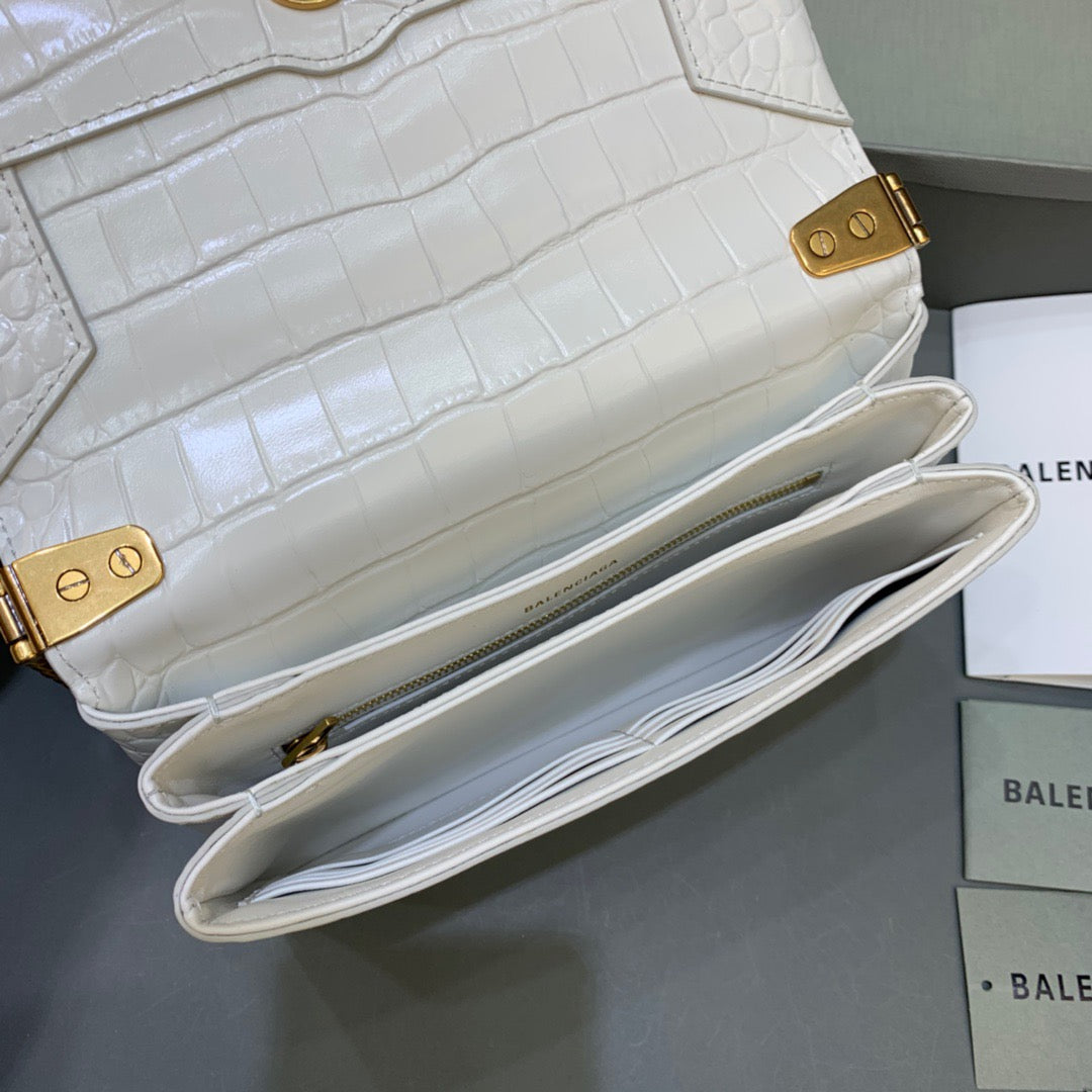 Top Quality Triplet Small Bag CrocoTop Qualityle Embossed White, For Women,  Bags 8.3in/21cm