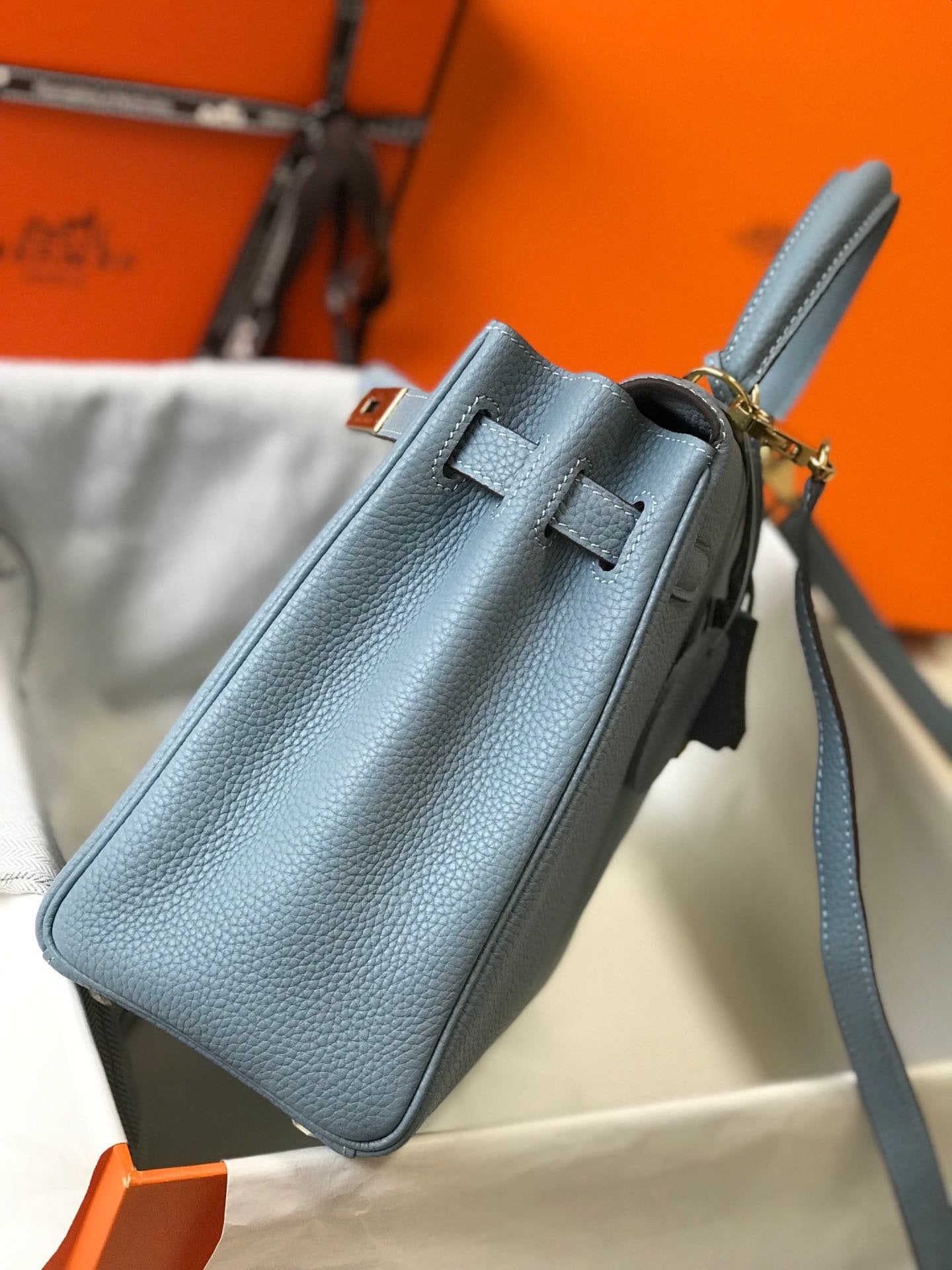 Top Quality Kelly 28 Togo Blue Atoll Bag For Women, Handbags, Shoulder Bags 11in/28cm