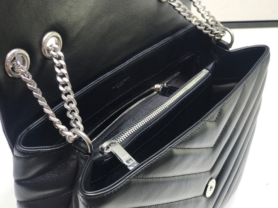 Top Quality Loulou Small Chain Bag In Matelassé "Y" Black For Women 9.8in/23cm YSL  494699DV7261000
