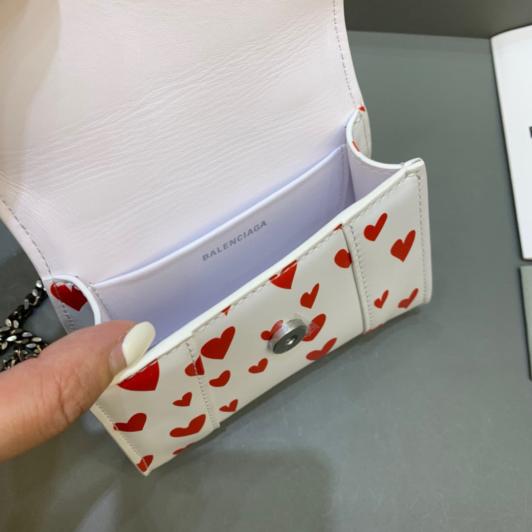 Top Quality Hourglass Mini Handbag With Chain In Red And White, For Women,  Bags 4.7in/12cm