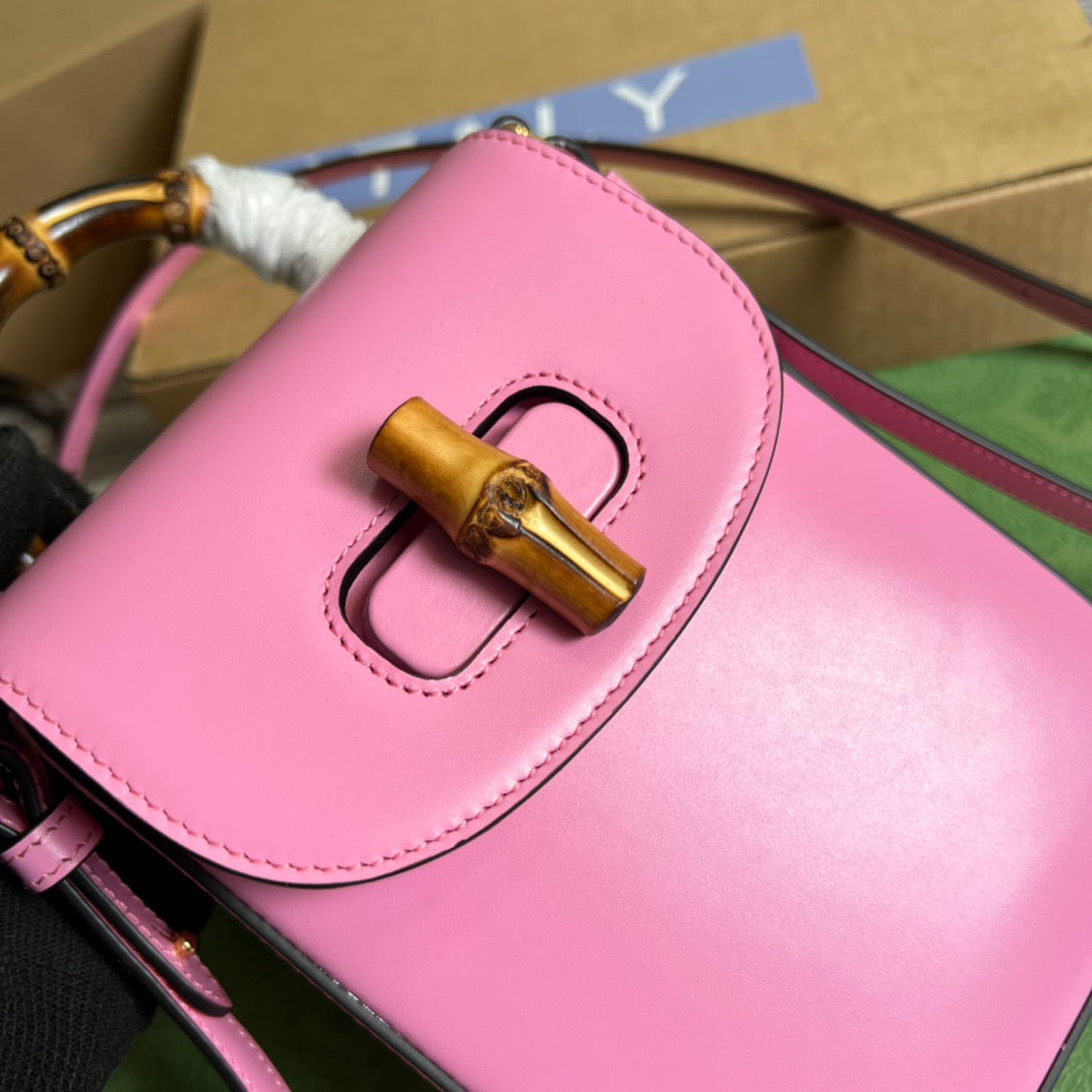 gg Bamboo Mini Handbag Pink For Women, Women’s Bags 6in/16cm gg 702106 UZY0T 5814