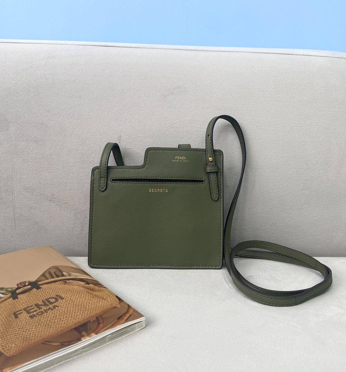 Top QualityTop Quality Bustine 2 Pockets Mini Olive Bag For Woman 16cm/6in
