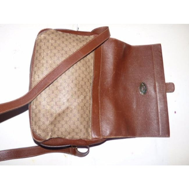 Gucci   Shades Of Brown Small G Logo Print Leather Coated Canvas Cross Body