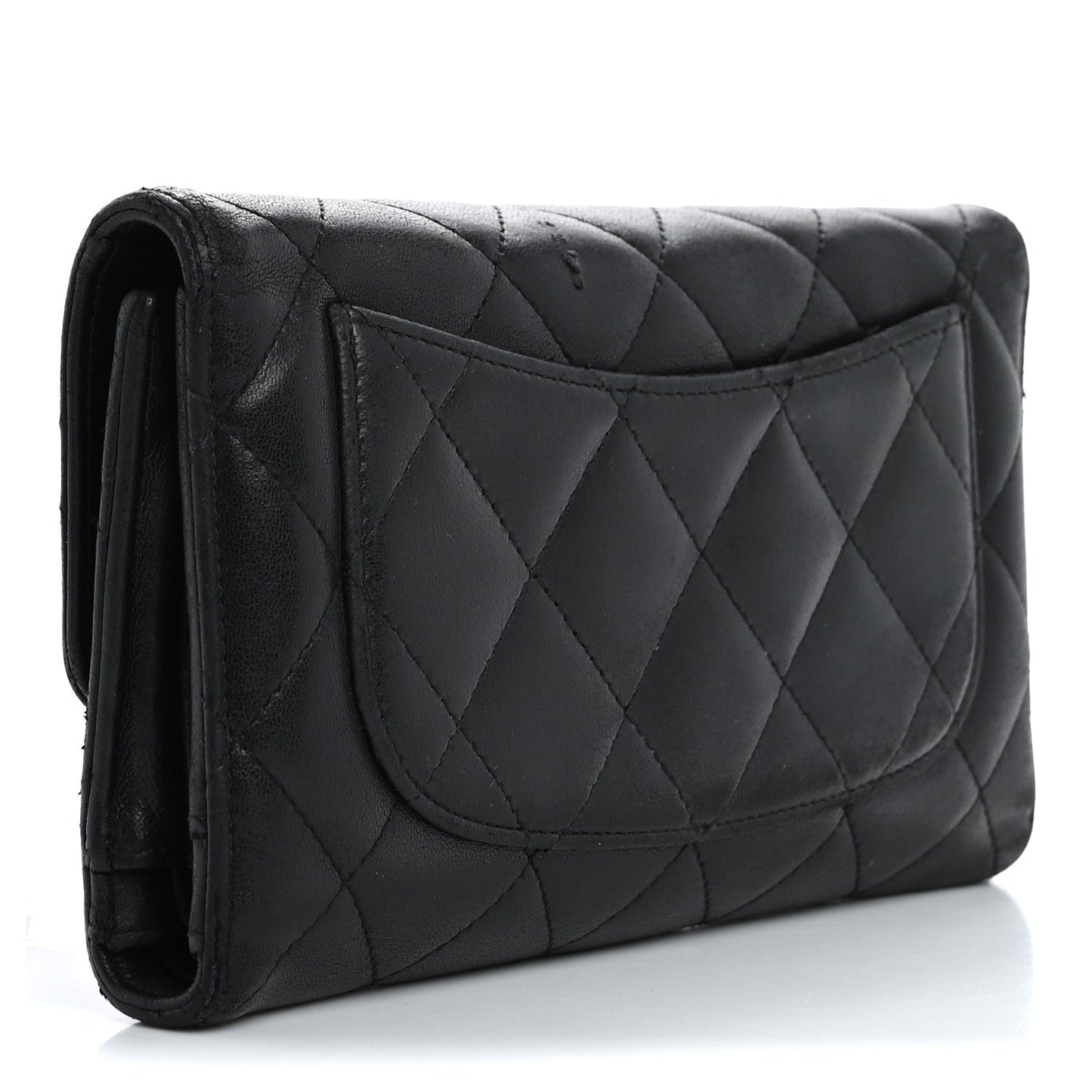 Chanel Lambskin Quilted Large Flap Wallet Black