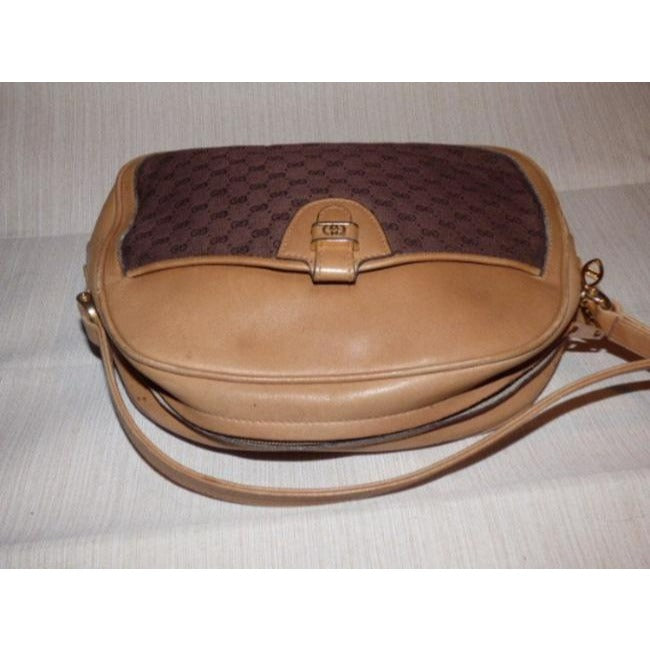 Gucci   Camel Leather And Brown Small G Logo Print