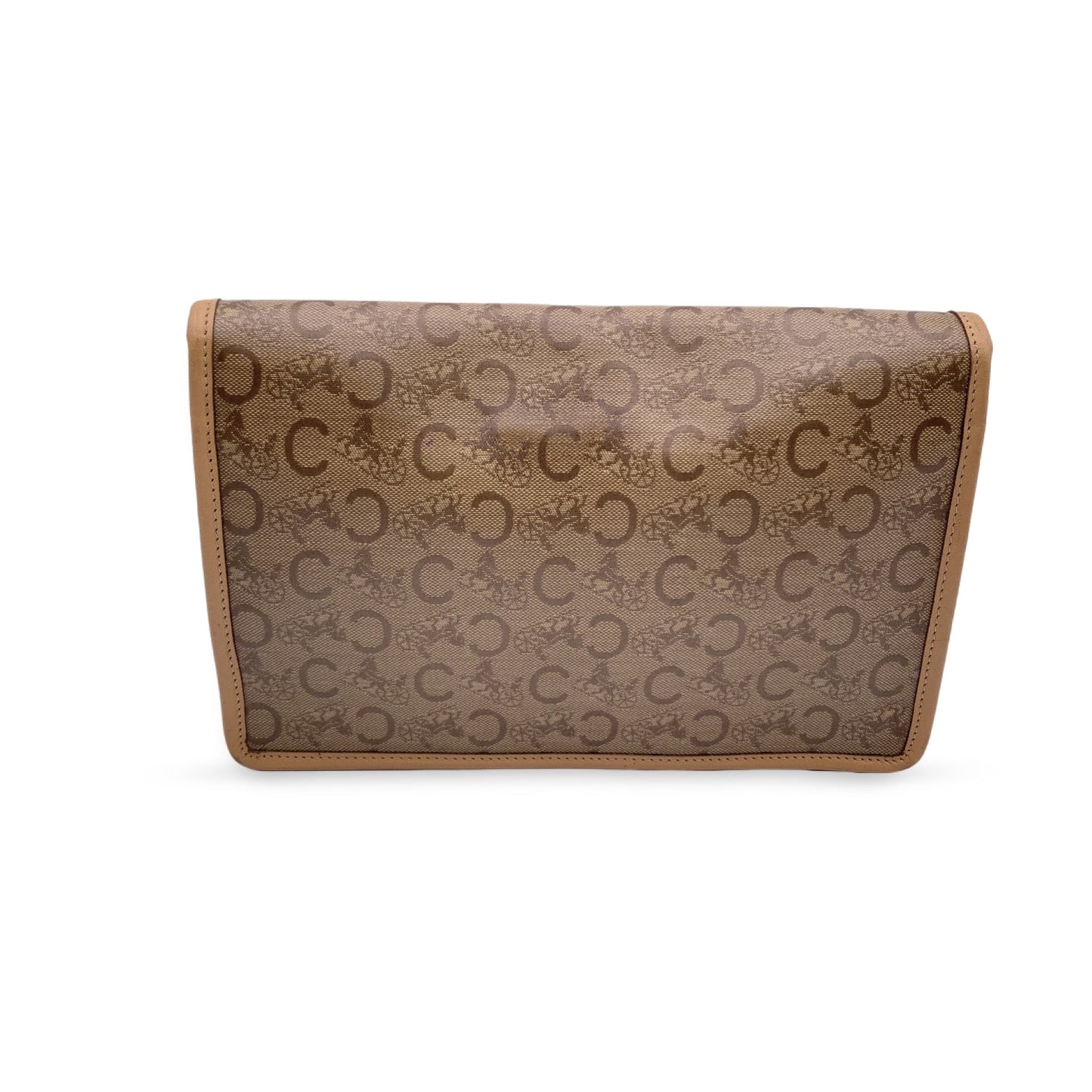 Luxury CELINE   Beige Vinyl C Macadam Canvas Clutch Bag Purse