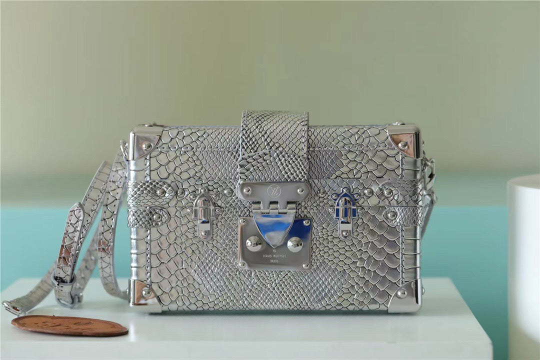 Top Quality Petite Malle High Shiny Alligator SiTop Qualityer For Women,  Shoulder And Crossbody Bags 7.9in/20cm Top Quality 