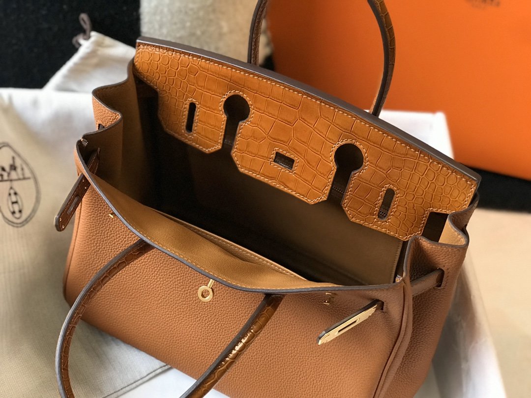 Top Quality Birkin Brown For Women Gold Toned Hardware 11.8in/30cm