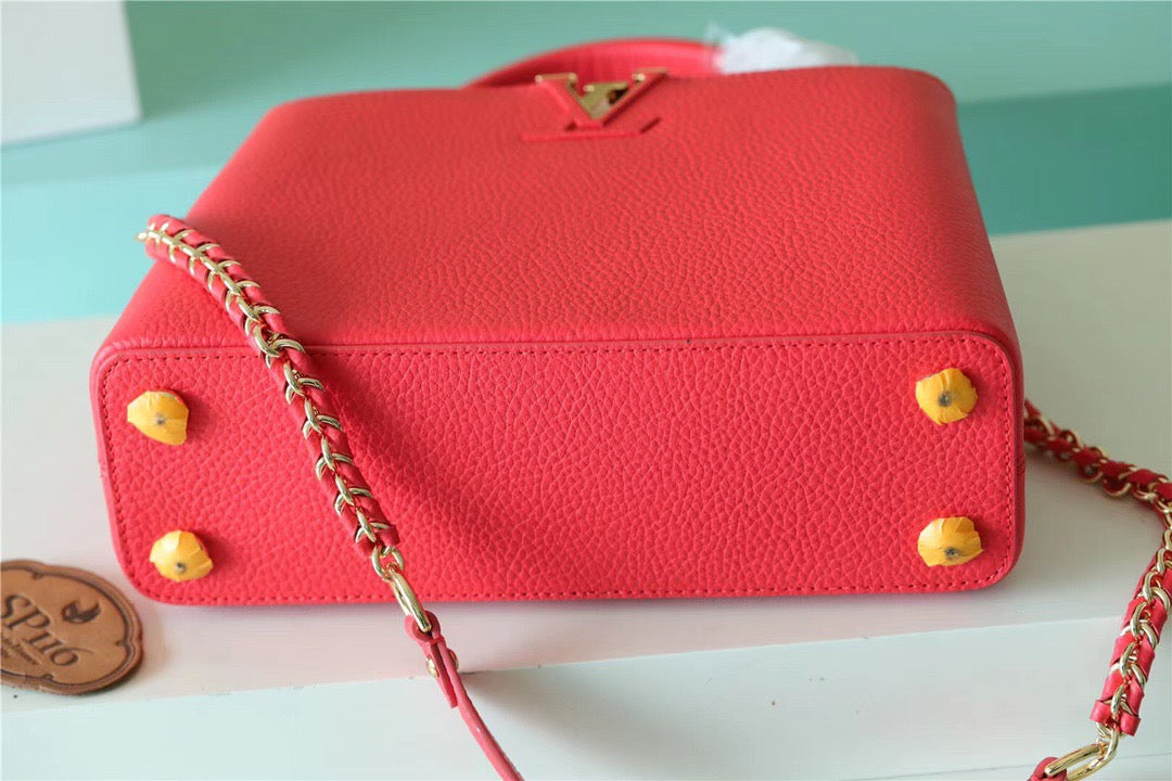 Top Quality Capucines BB Taurillon Red For Women, Womens Bags, Shoulder And Crossbody Bags 10.6in/27cm Top Quality