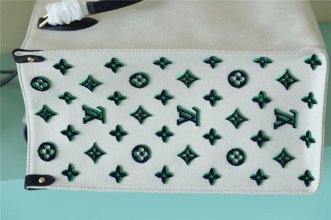 Top Quality Onthego GM Monogram Giant And Raffia White/ Black For Women,  Shoulder And Crossbody Bags 41cm/16.1in Top Quality 