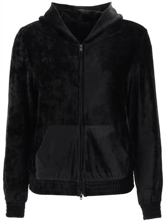 Luxury Balenciaga Trending 2025 Women's BB Paris Strass Velvet  Zip-Up Hoodie Black