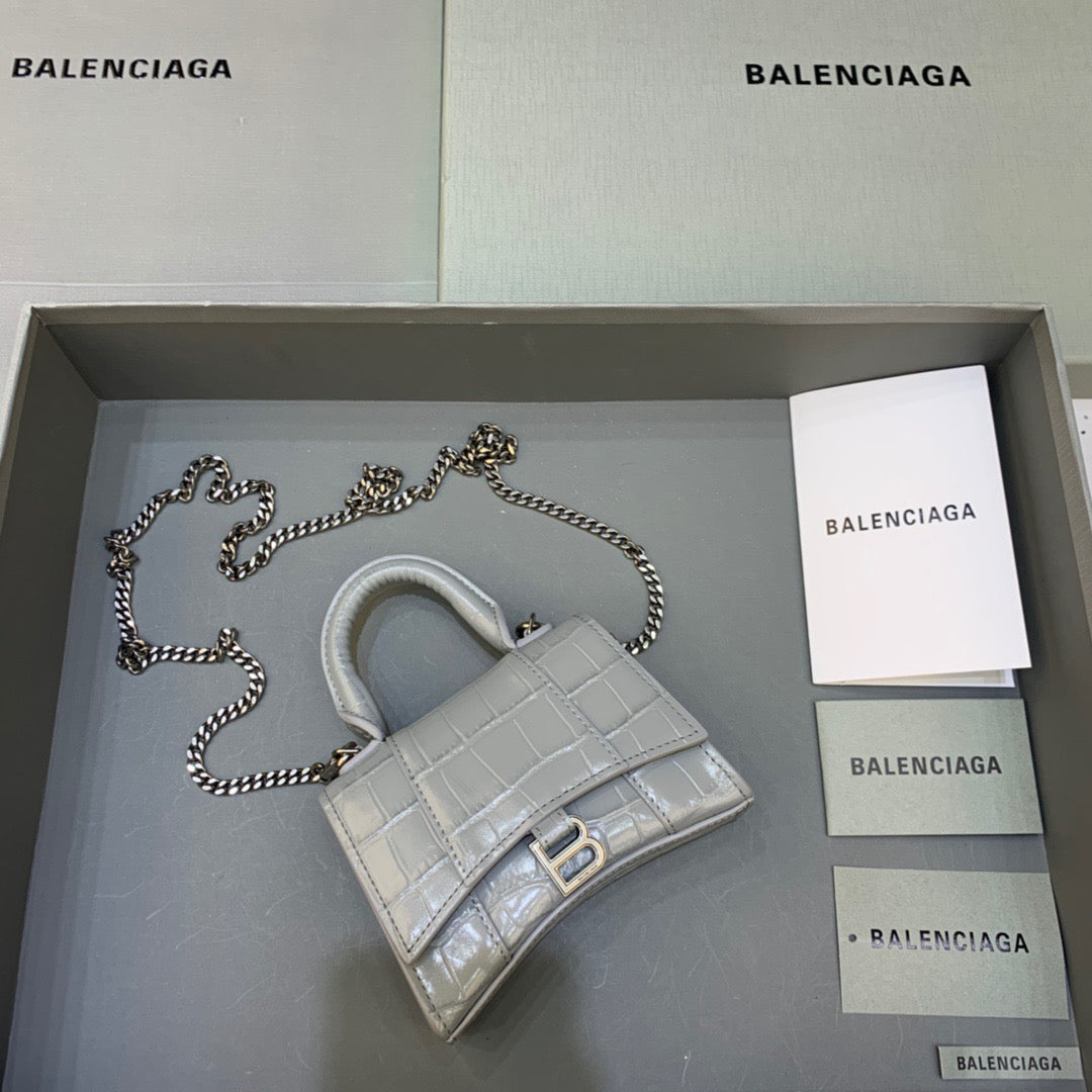 Top Quality Hourglass Mini Handbag With Chain In Grey, For Women,  Bags 4.7in/12cm