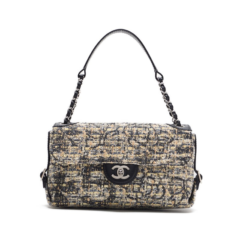 Chanel Camelia Turnrock Chain Shooter Tweed Black  Multicolor (Silver G ) Shooter Bag  Shooter Bag Lady Hybrid ? Ship??SS? escence Online