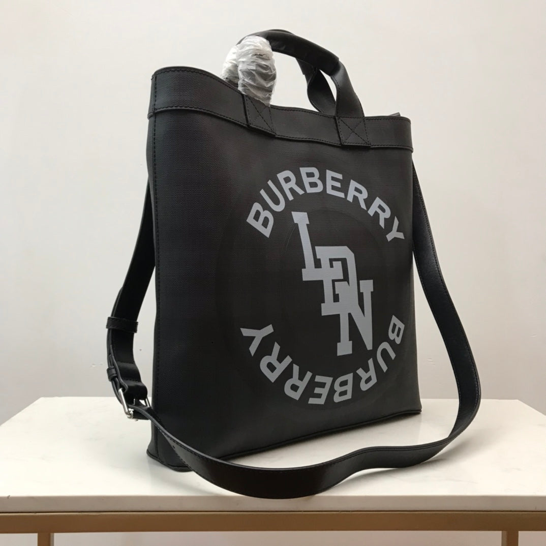 Top Quality Logo Graphic Convertible Tote London Check Canvas Large For Men, Bags 15in/38cm