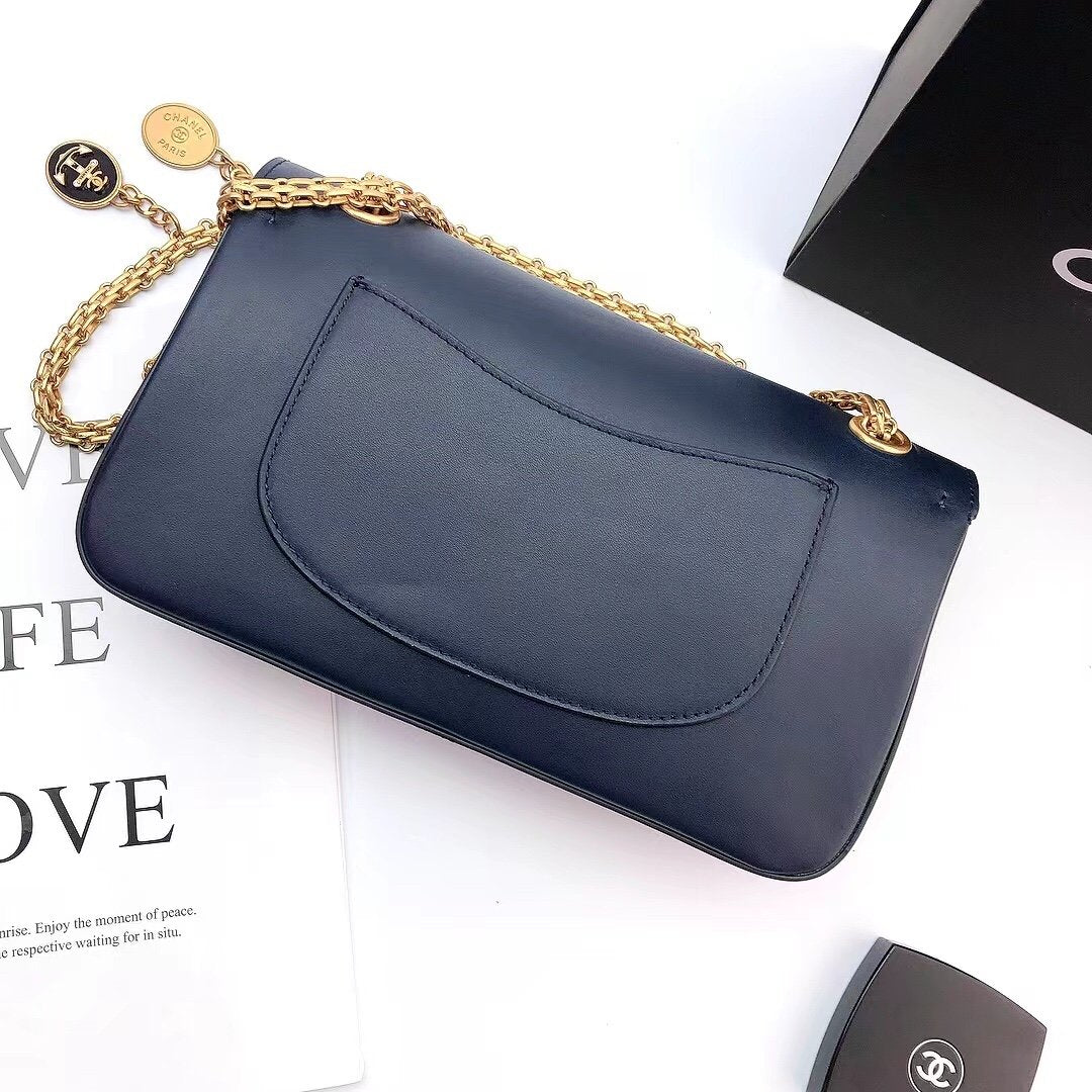 CHLMaroon Medallion Nude Reissue 2.55 Classic 225 Flap Navy Blue Bag For Women 24cm/9in