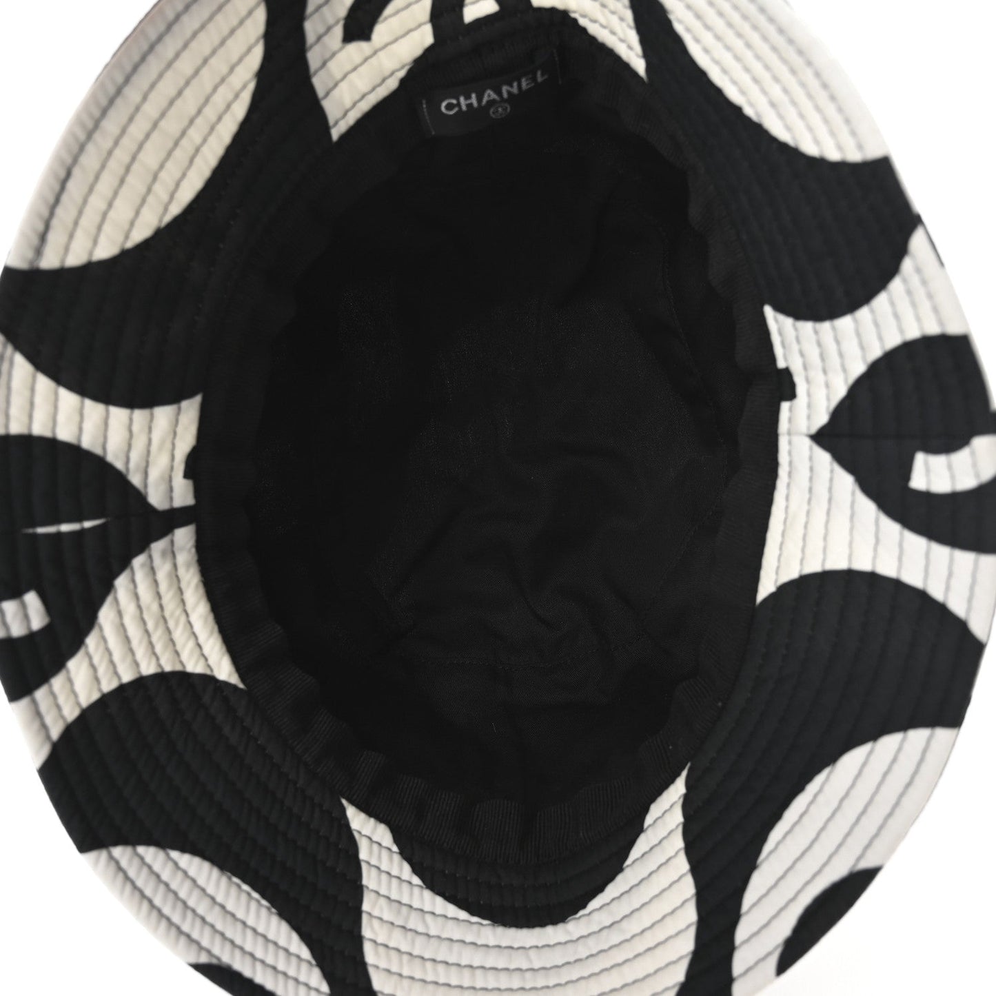 Chanel Cotton CC Bucket Hat Black White