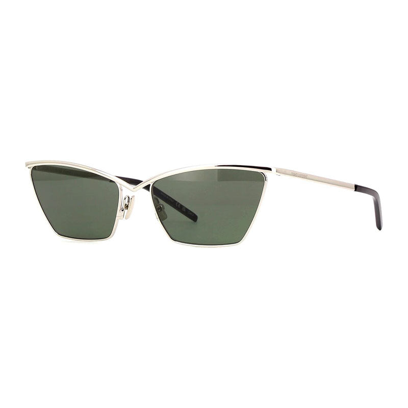 Saint Laurent Sunglasses Cat Eye Full Rim, Silver Frame and Grey Lens SL637002