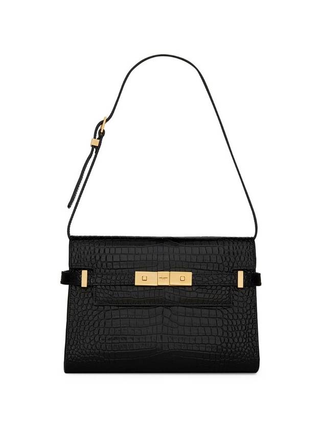 Luxury Saint Laurent Trending 2025 Manhattan Crocodile Small Shoulder Bag Black