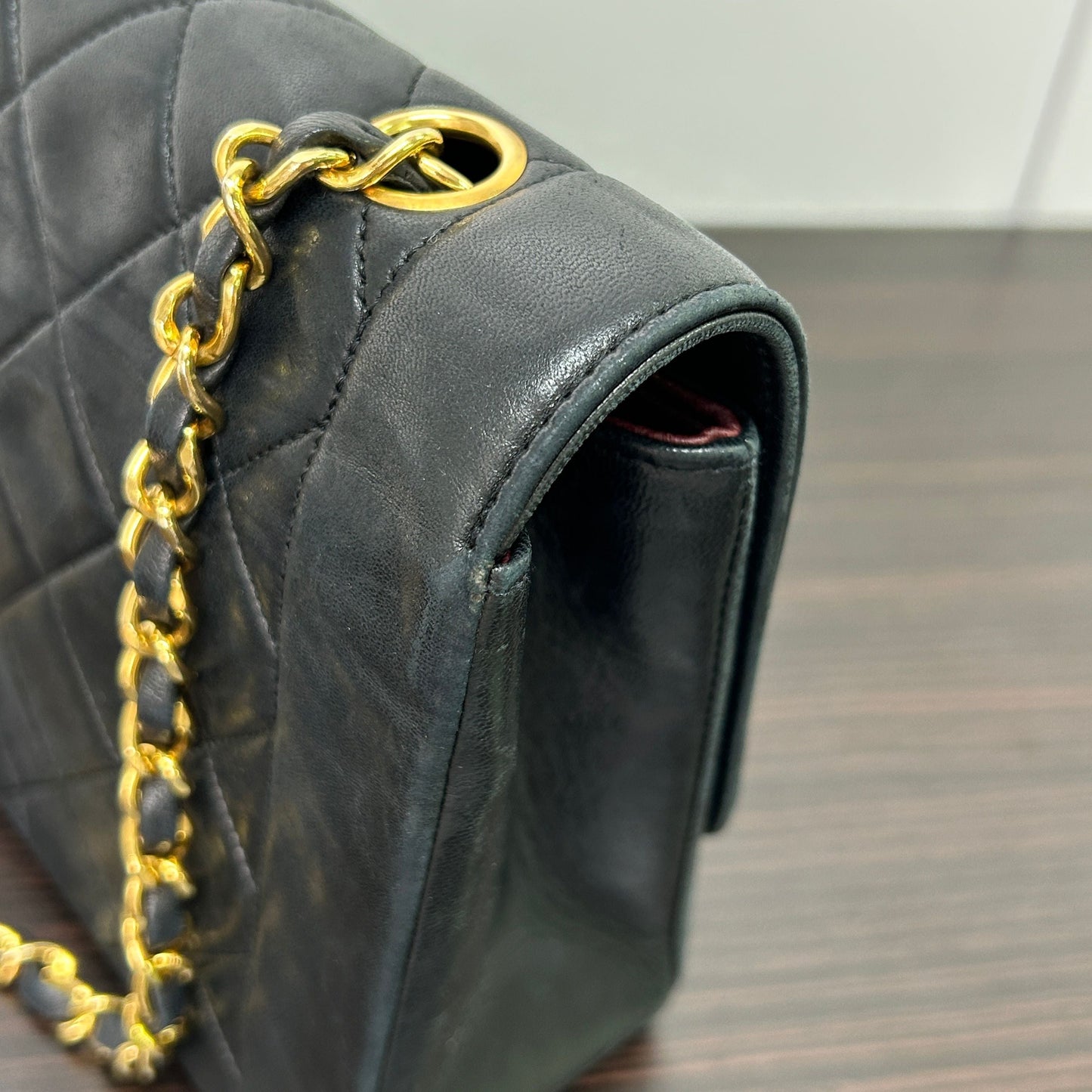 Chanel   Diana Medium Black Lambskin 24K Gold Flap Bag LB115955