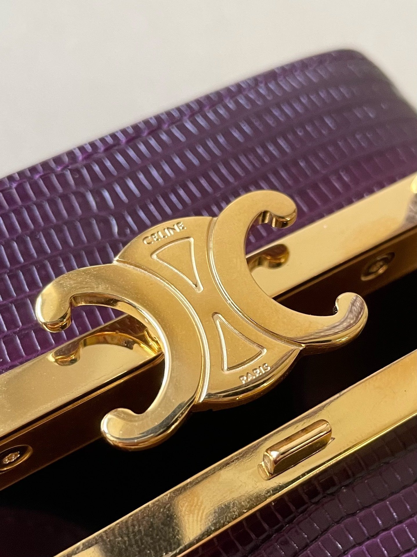 Top Quality Triomphe Minaudiere In Lizard Violet For Women 4in/10cm