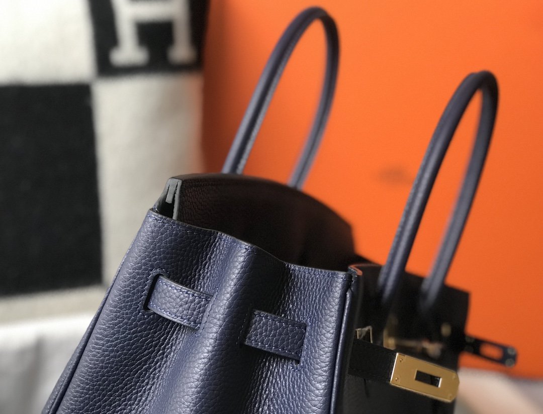 Top Quality Birkin Dark Blue For Women Gold-Toned Hardware 11in/30cm