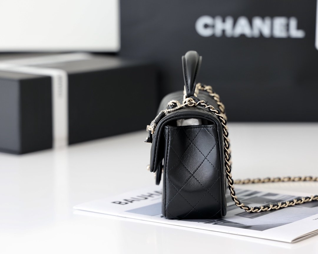 CHL Flap Bag Mini Doll Handle Bag 20cm Black