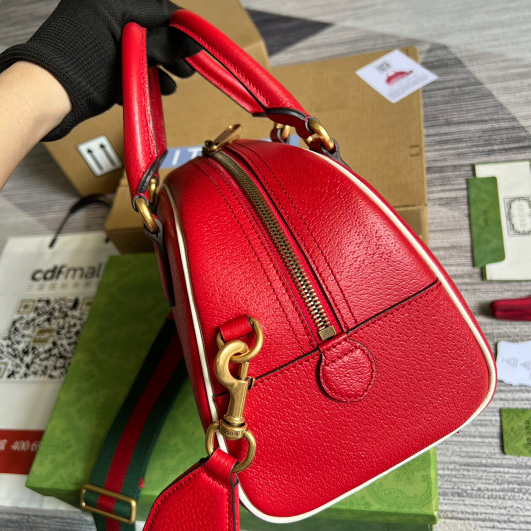 gg x Adidas Mini Duffle Bag Red For Women, Women’s Bags 12in/32cm gg 702397 U3ZCT 6563