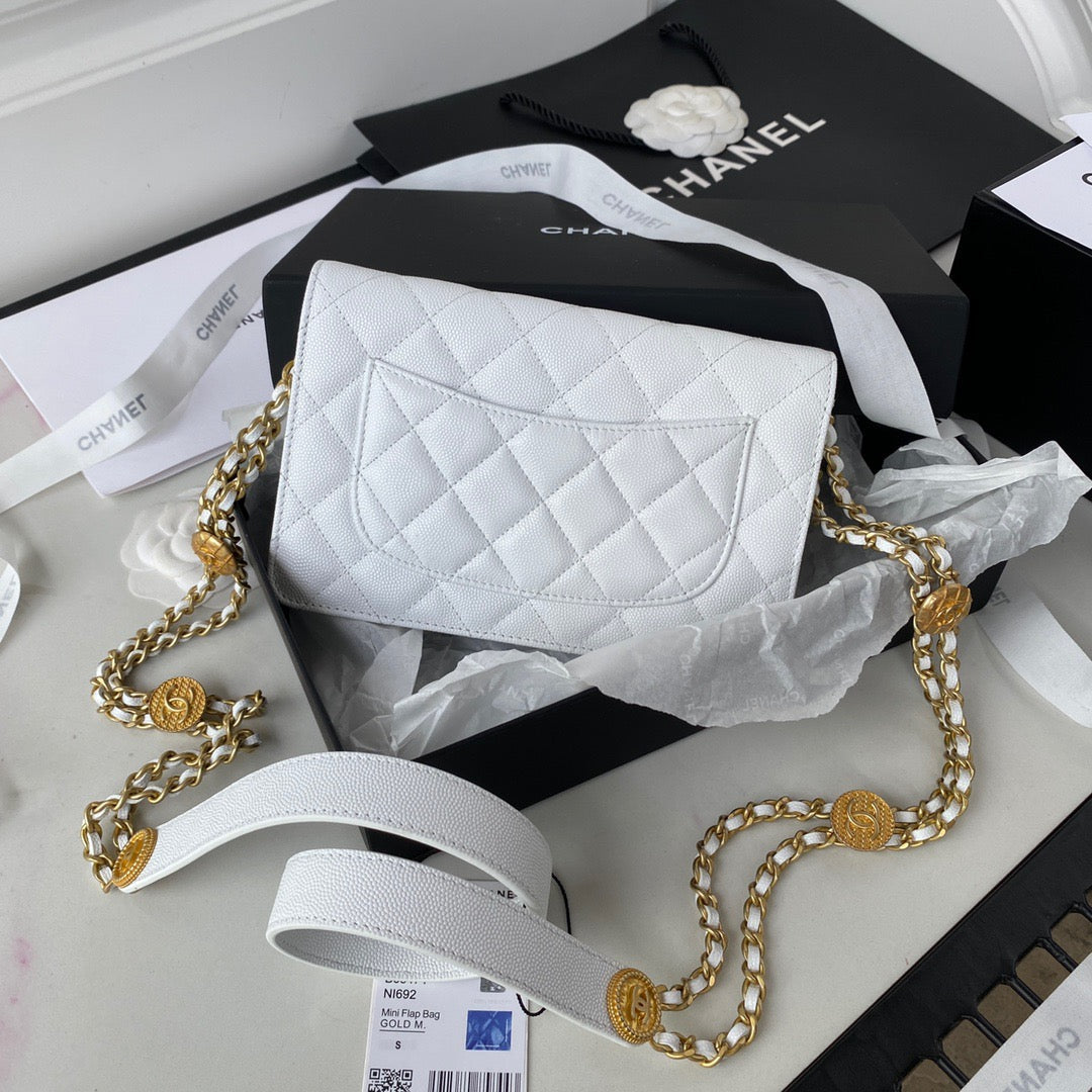 CHLSmall Top Qualityap Bag Gold Hardware White For Women Handbags, Shoulder Bags 7.5in/19cm AP2840