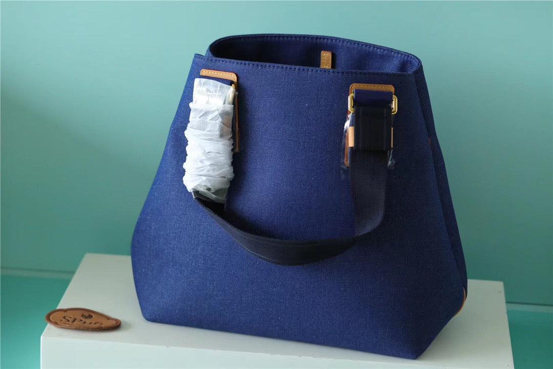 Top Quality Cabas PM Plan Soleil Denim Canvas Blue For Women, WoHandbags 11.8in/30cm Top Quality  M94144