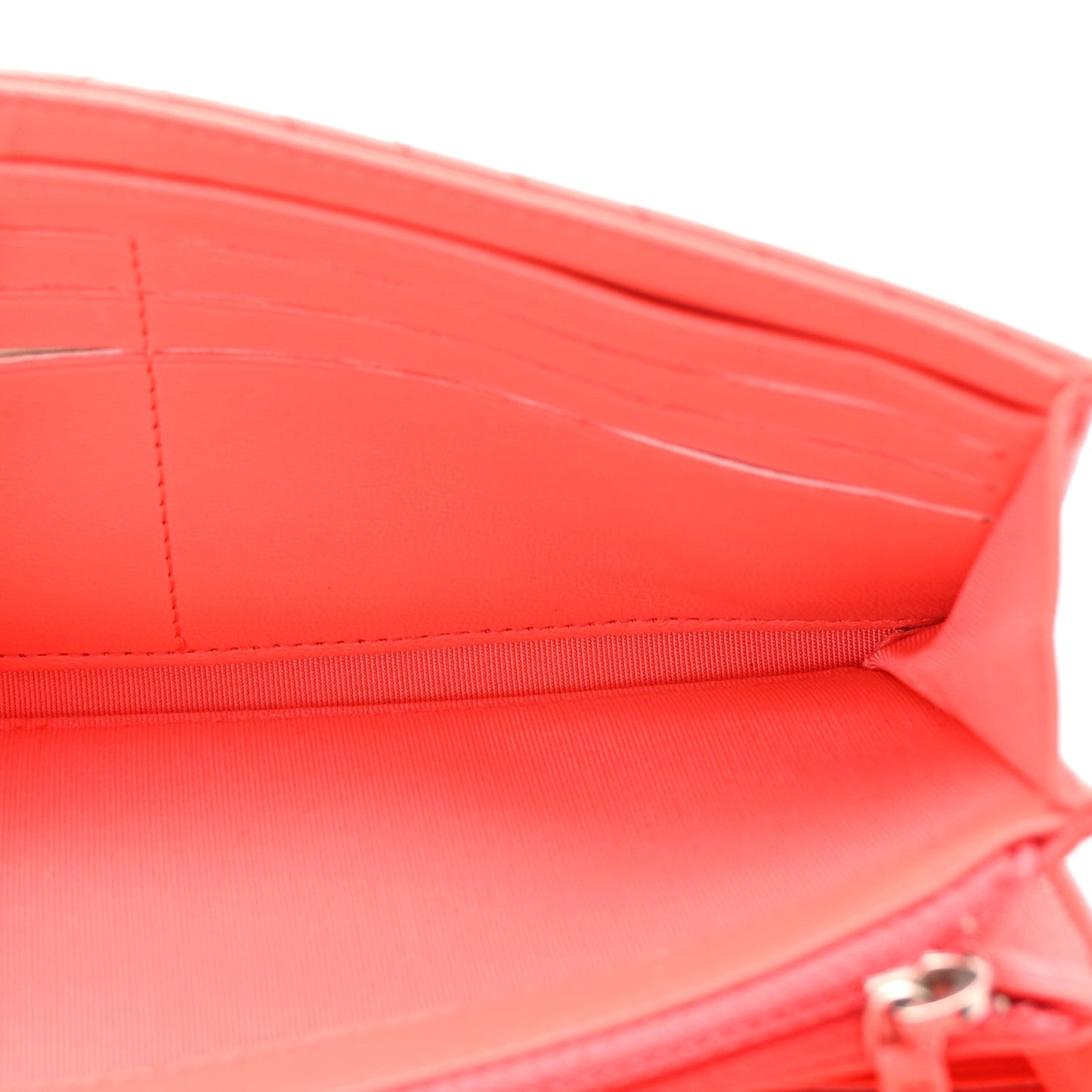 Chanel Lambskin Chevron Quilted Large Gusset Flap Wallet Red