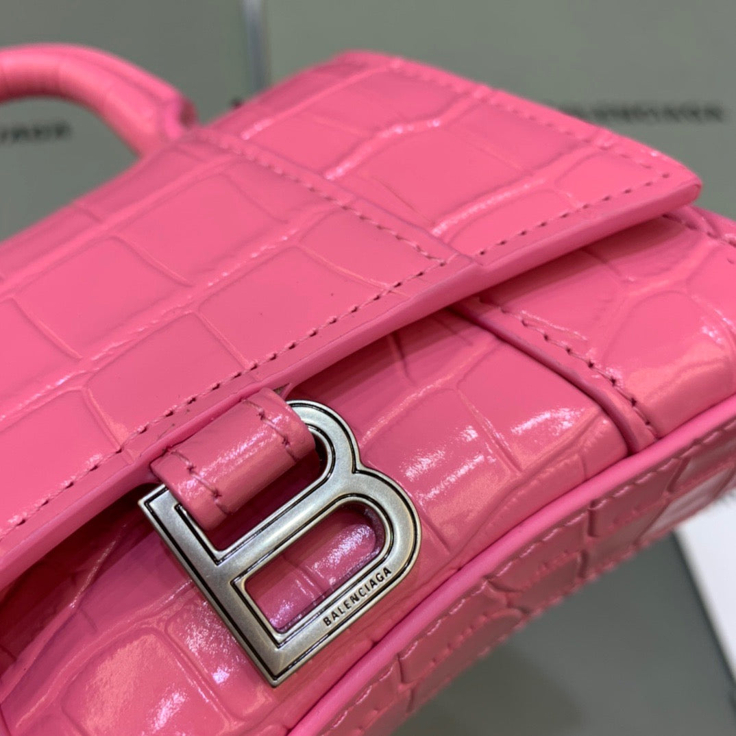 Top Quality Hourglass Mini Handbag With Chain In Pink, For Women,  Bags 4.7in/12cm