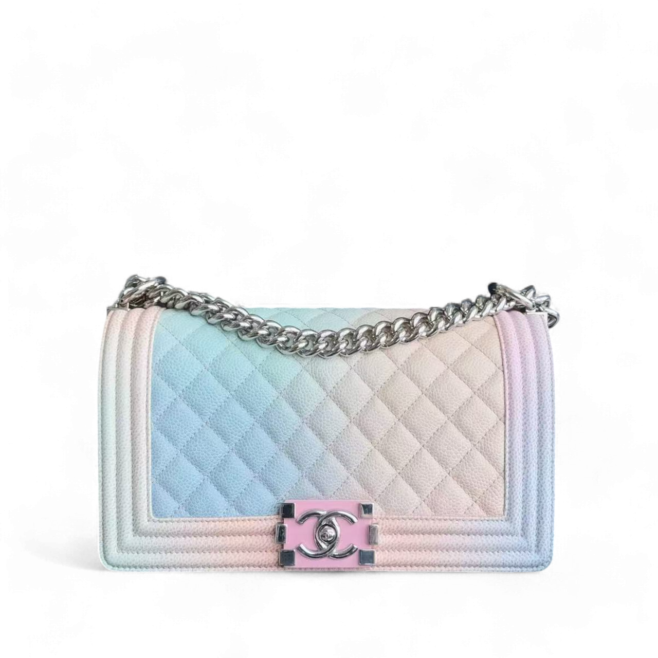 *Rare, Un d* Chanel Boy Medium - 25CM Raibow Caviar Quilted Mixed Hardware Series 25
