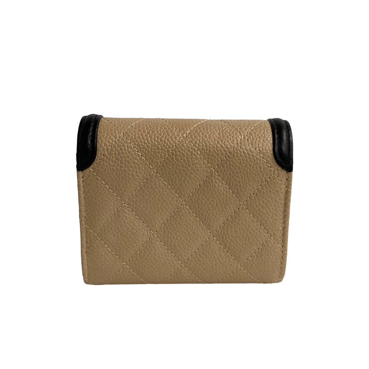 CHANEL Bifold Wallet leather beige