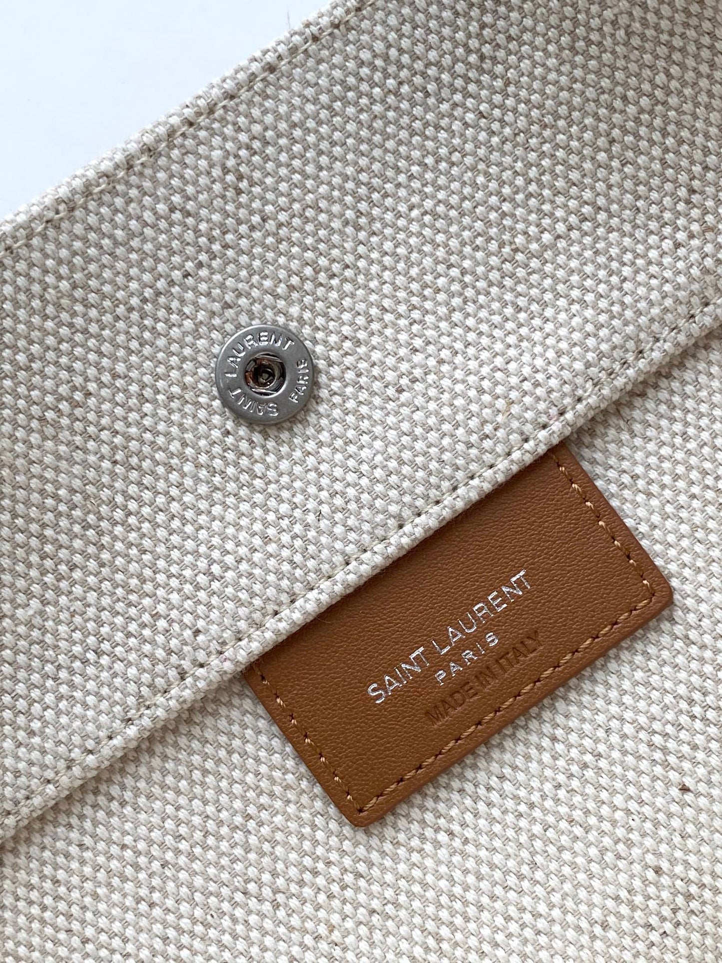 YSSL Rive Gauche Bucket Bag In Linen With Brown Strap For Women 11in/30cm YSL 669299FAABK9053